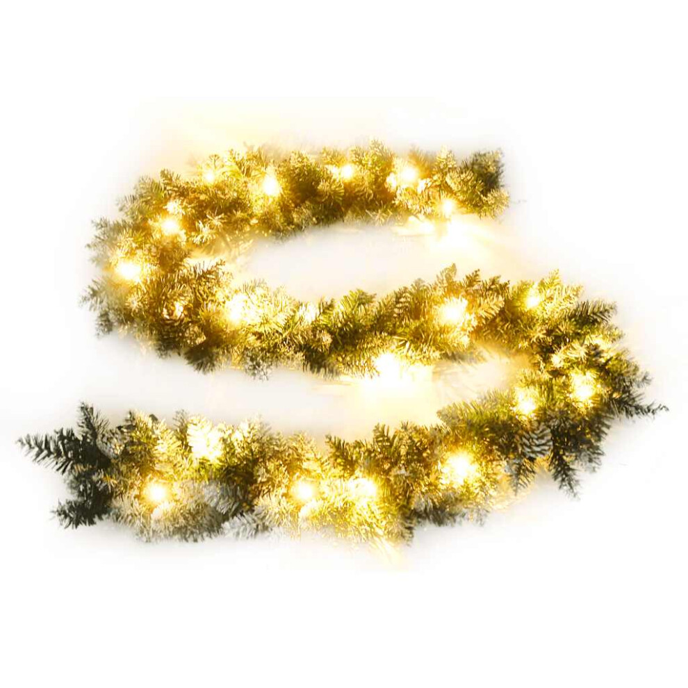 Vidaxl Christmas Garland With Led Lights 2.7 M Pvc Artificial Garland Green