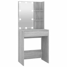 (Grey sonoma) vidaXL Dressing Table with LED Makeup Vanity Desk Cosmetic Table Multi Colours
