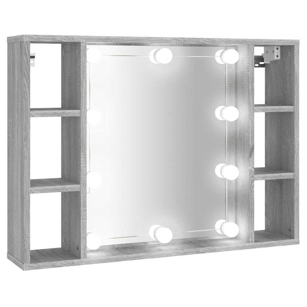 Vidaxl (Grey Sonoma) Mirror Cabinet With Led Washroom Storage Cabinet Bathroom Vanity Unit