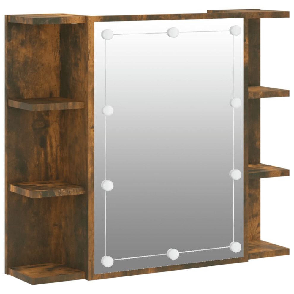 Vidaxl (Smoked Oak) Mirror Cabinet With Led Washroom Storage Cabinet Bathroom Vanity Unit