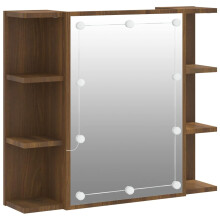 vidaXL Spiegelschrank mit LED Braun Eichen-Optik 70x16,5x60 cm