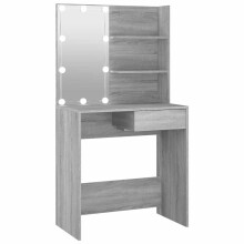 vidaXL Schminktisch mit LED Grau Sonoma 74,5x40x141 cm