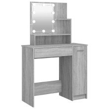 (Grey sonoma) vidaXL Dressing Table with LED Vanity Table Makeup Vanity Desk Cosmetic Table
