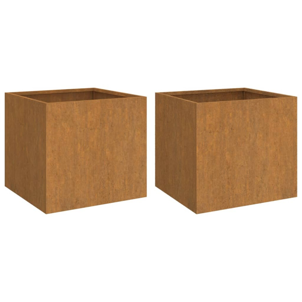 Vidaxl Planters Garden Raised Bed Patio Outdoor Plant Stand 2 Pcs Corten Steel