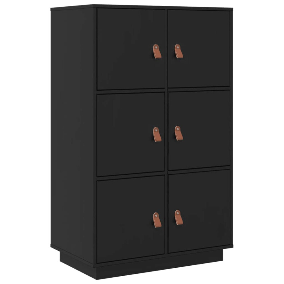 (Black) vidaXL Solid Wood Pine Highboard High Sideboard Buffet Cupboard Multi Colours