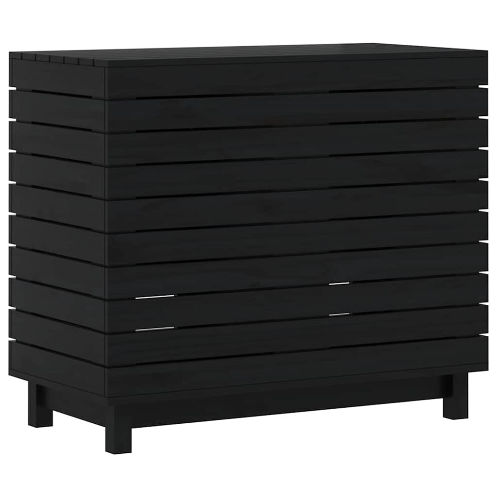 VIDAXL Laundry Basket Pine Wood Black 44 - Image 3
