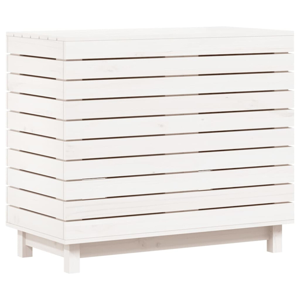 Vidaxl (White, 88,5 X 44 X 76 Cm) Laundry Basket Laundry Hamper With Lid Laundry Sorter Solid Wood Pine