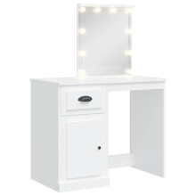 (white) vidaXL Dressing Table with LED Lights Makeup Table Vanity Desk Cosmetic Table