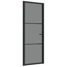 vidaXL Innentür 76x201,5 cm Schwarz ESG-Glas und Aluminium