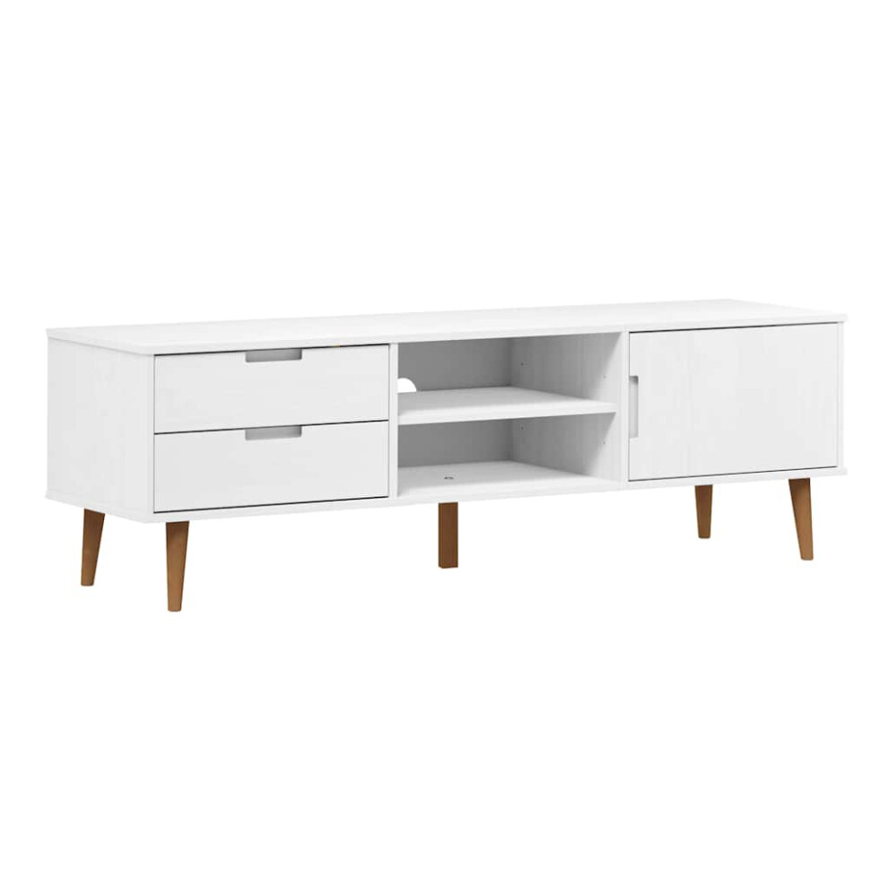 Vidaxl (White) Tv Cabinet Tv Console Tv Unit Entertainment Centre Solid Wood Pine