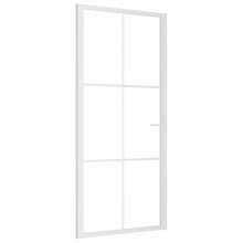 vidaXL Innentür 93x201,5 cm Weiß ESG-Glas und Aluminium