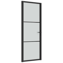 vidaXL Innentür 76x201,5 cm Schwarz Mattglas und Aluminium