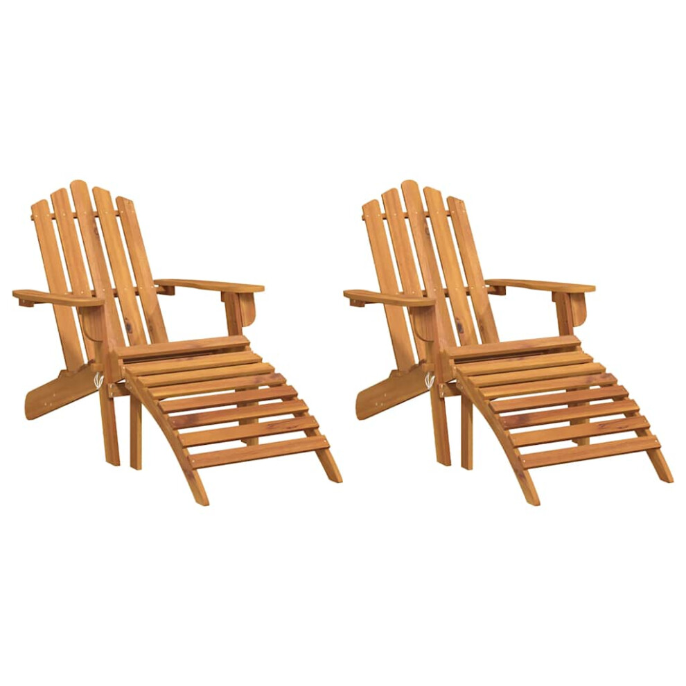 Vidaxl 2X Solid Wood Acacia Garden Adirondack Chairs With Footrests Armchair