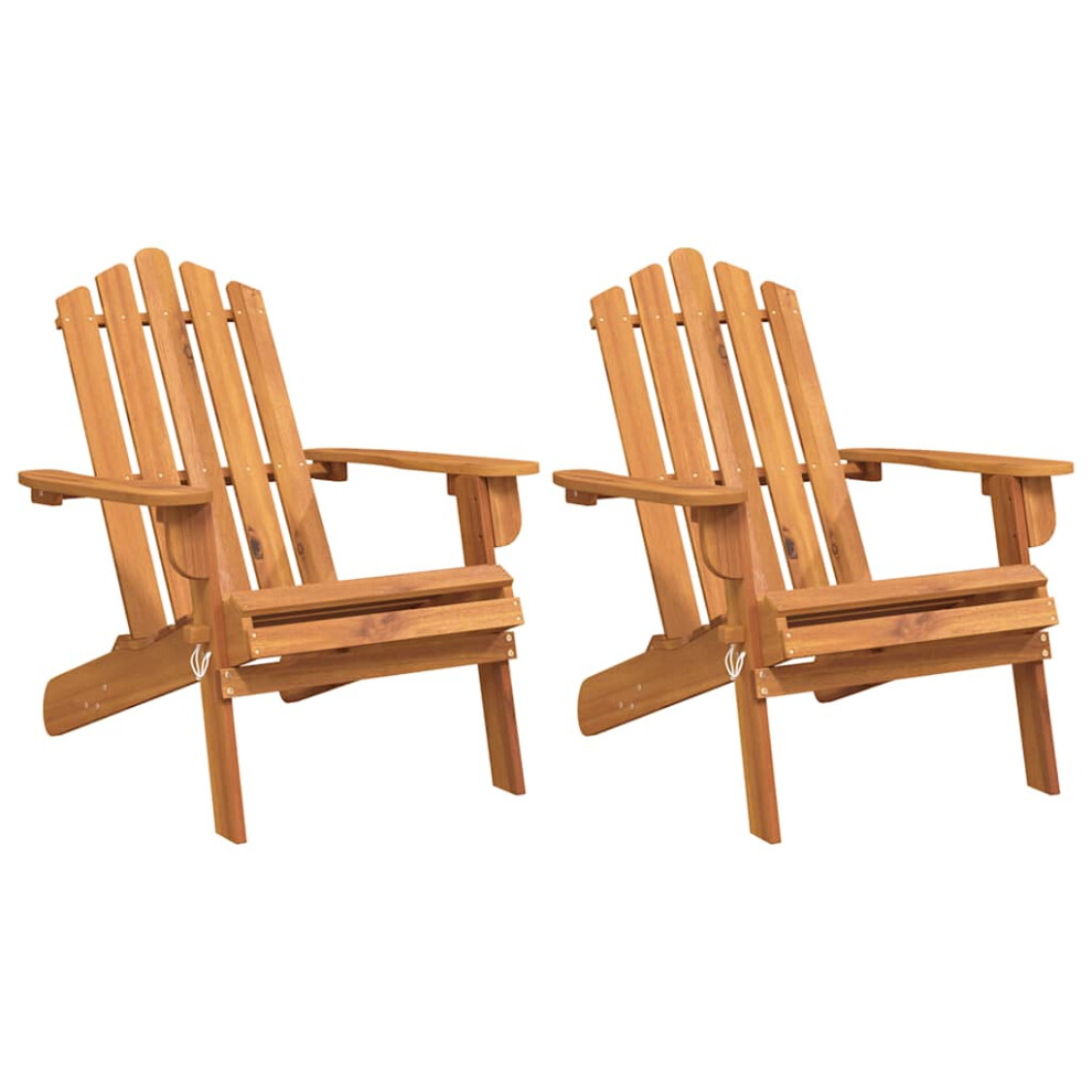 Vidaxl 2X Solid Wood Acacia Garden Adirondack Chairs Wooden Outdoor Chair