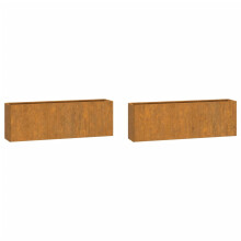 vidaXL Wall Planters Decor Hanging Flower Plant Pot 2 pcs Rusty Corten Steel