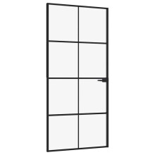 (black, 93 x 201.5 cm/4x2 grids) vidaXL Interior Door Inner Internal Door Panel Tempered Glass and Aluminium