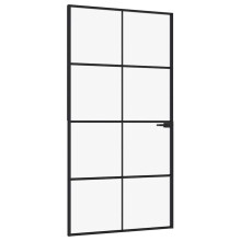 (black, 102 x 201.5 cm/4x2 grids) vidaXL Interior Door Inner Internal Door Panel Tempered Glass and Aluminium