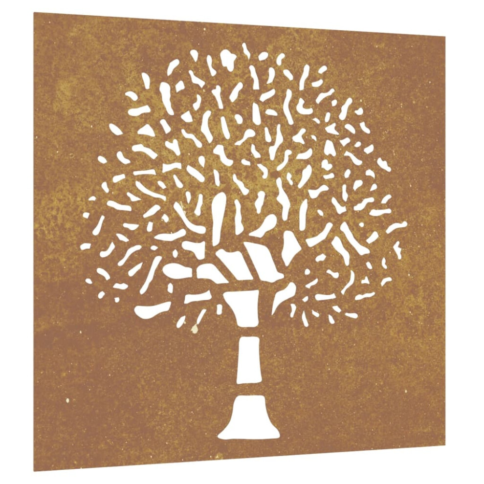 Vidaxl Garden Wall Decoration Wall Art Wall Decor Corten Steel Tree Design