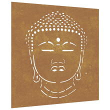 vidaXL Garden Wall Decoration Wall Art Decor Corten Steel Buddha Head Design
