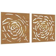 vidaXL Garden Wall Decoration Wall Art Decors 2 pcs Corten Steel Rose Design