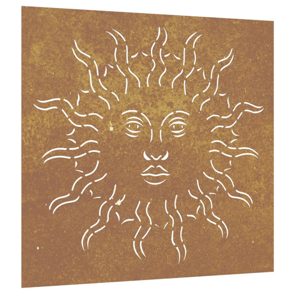 VidaXL Garden Wall Decoration 55x55 cm Corten Steel Sun Design - Brown - Image 3