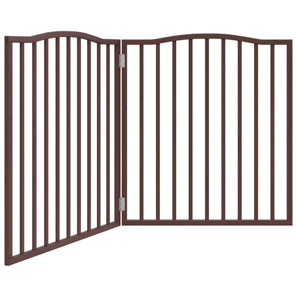 Vidaxl (Brown Oak, 80 X 90 X 2 Cm/ 2 Pcs) Dog Gate With Door Foldable Pet Gate Dog Fence Pet Barrierâ Poplar Wood