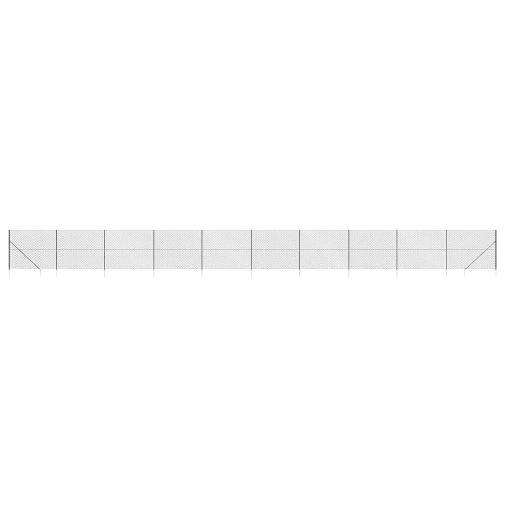 Vidaxl (, 2.2 X 25 M) Chain Link Fence Outdoor Wire Mesh Fence With Spike Fence Panel Anchors Anthracite