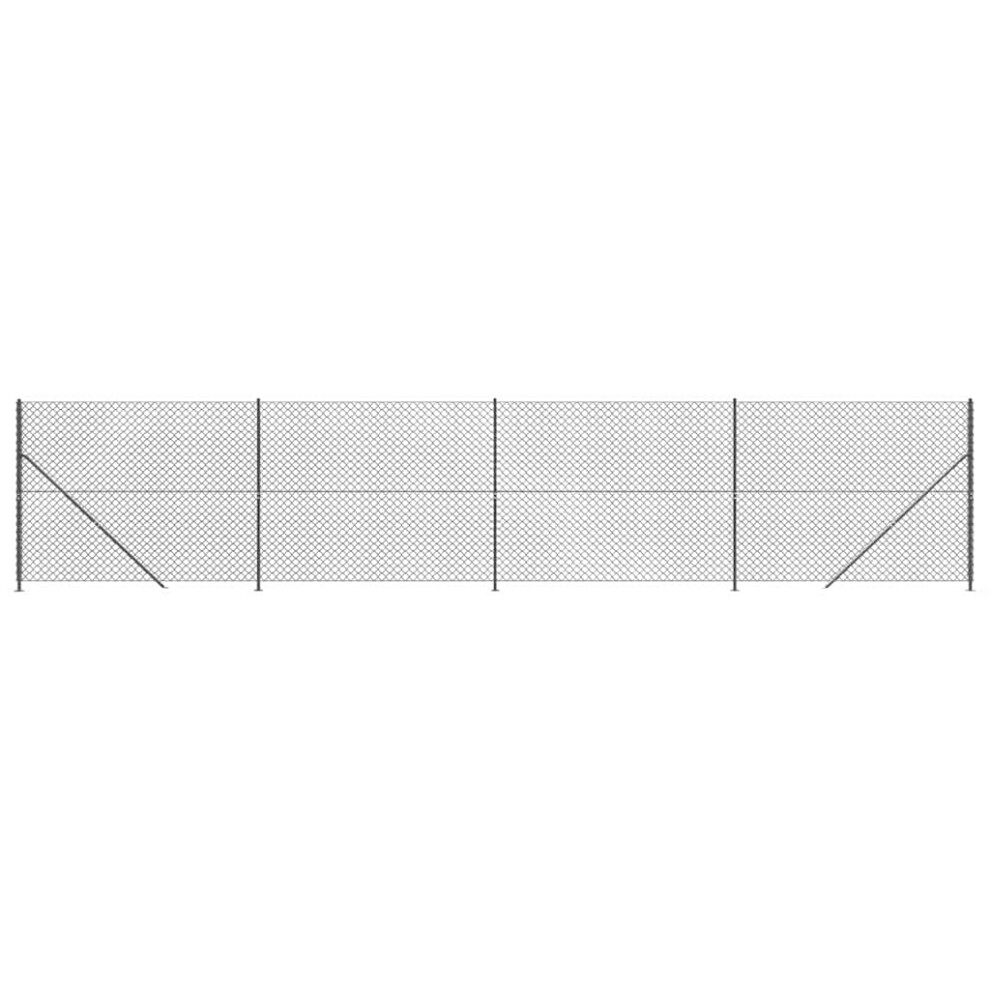 (Anthracite, 1.6 X 10 M) Vidaxl Chain Link Fence Patio Outdoor Wire Mesh Fence With Flange Fence Panel 8720845772024