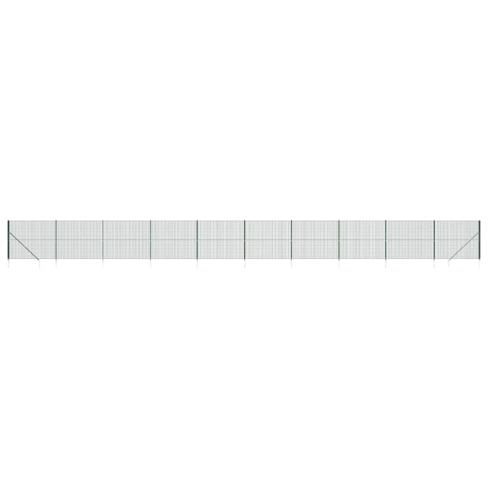 (Green, 2 X 25 M) Vidaxl Wire Mesh Fence Outdoor Garden Wire Fencing Mesh With Spike Anchors 8720845778514