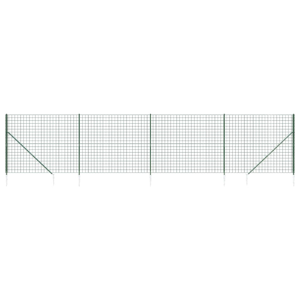 Vidaxl (, 2.2 X 10 M) Wire Mesh Fence Outdoor Garden Wire Fencing Mesh With Spike Anchors Green