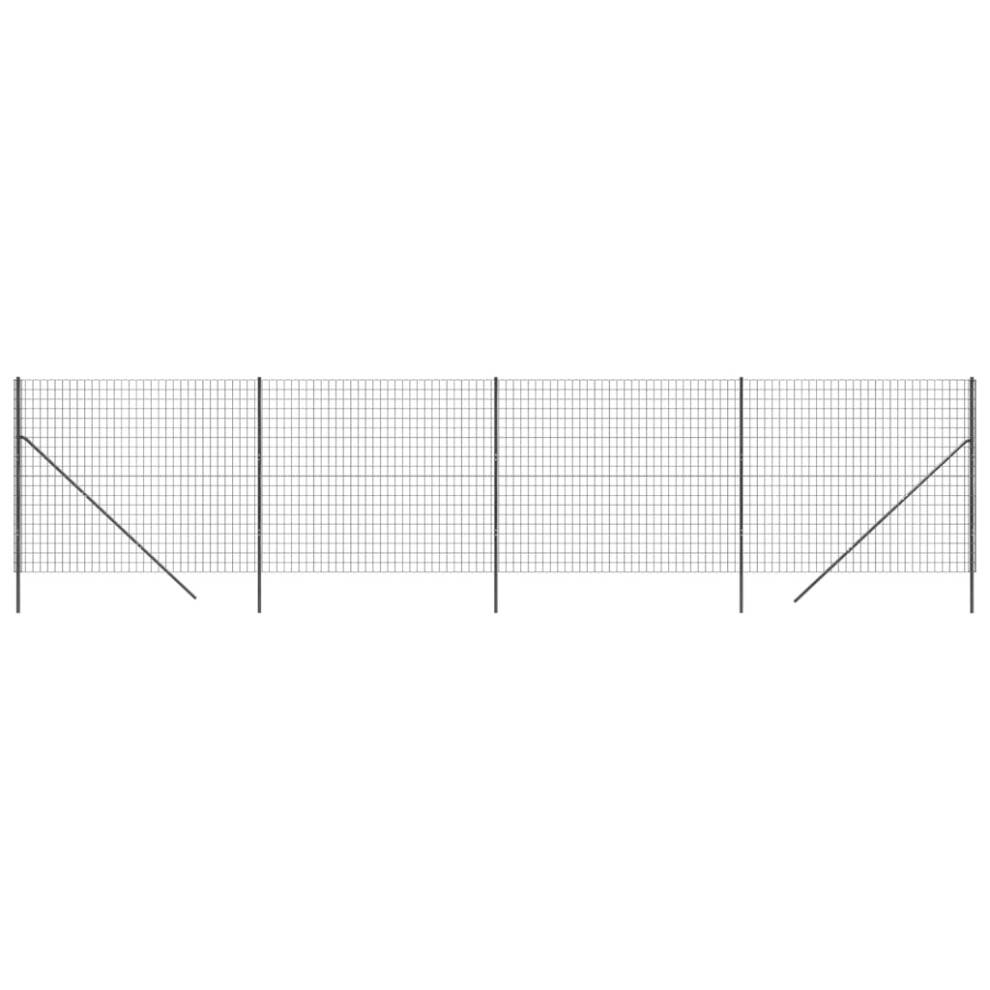 Vidaxl (Anthracite, 1.6 X 10 M) Wire Mesh Fence Chain Link Fence Panel Green Galvanised Steel 0.8X10 M