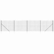 vidaXL Maschendrahtzaun mit Bodenhülsen Anthrazit 1,6x10 m