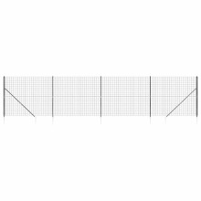 vidaXL Maschendrahtzaun mit Bodenhülsen Anthrazit 1,4x10 m