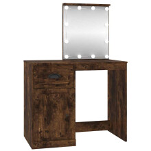 (smoked oak, with led) vidaXL Dressing Table Vanity Desk Cosmetic Table Makeup Desk Engineered Wood