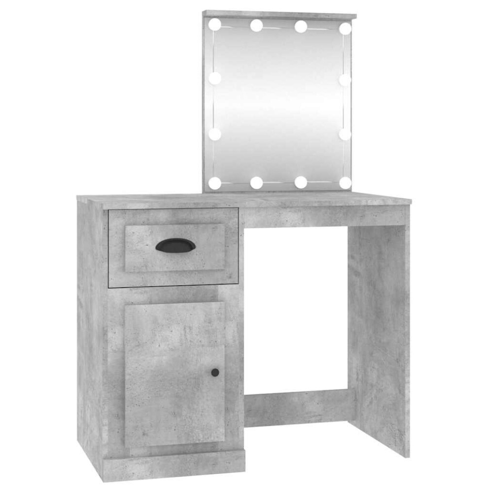 Vidaxl (Concrete Grey, With Led) Dressing Table Vanity Desk Cosmetic Table Makeup Desk Engineered Wood