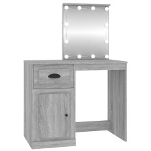 (grey sonoma, with led) vidaXL Dressing Table Vanity Desk Cosmetic Table Makeup Desk Engineered Wood