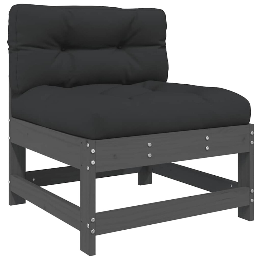 Vidaxl Middle Sofa Outdoor Sectional Sofa With Cushions Solid Wood Pine Grey