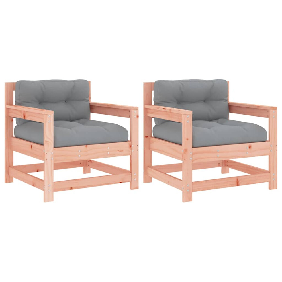 Vidaxl Garden Chairs Outdoor Armchairs With Cushions 2 Pcs Solid Wood Douglas
