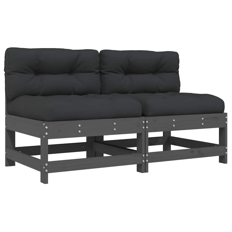 Vidaxl Middle Sofas Sectional Sofa With Cushions 2 Pcs Grey Solid Wood Pine