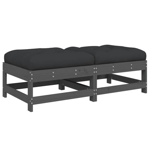 VidaXL vidaXL Garden Footstools Footrest with Cushions 2 pcs Grey Solid Wood Pine
