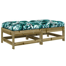 vidaXL Gartenhocker mit Kissen 2 Stk. Kiefernholz Imprägniert