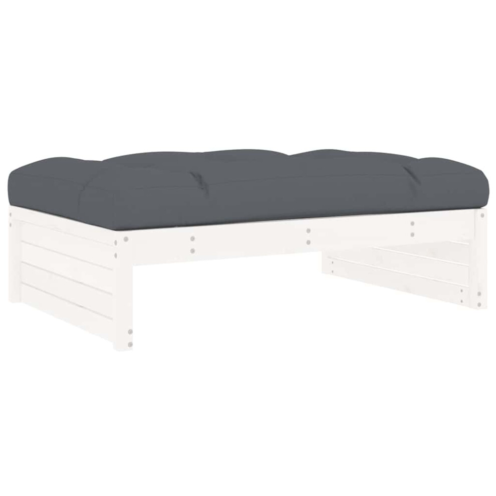 Vidaxl (White Pine, Footrest) Middle Sofa Outdoor Sectional Sofa With Cushions Black Solid Wood Pine