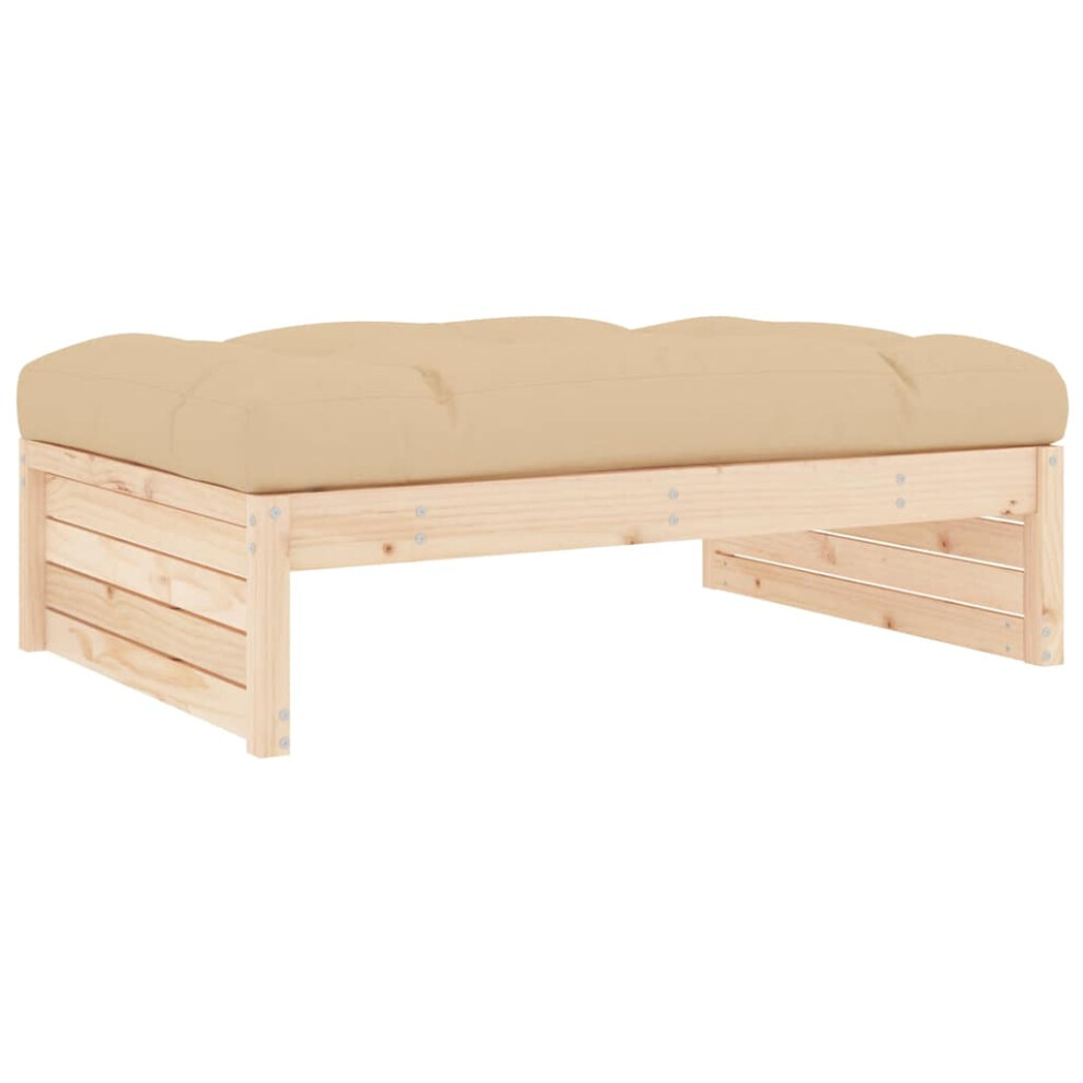 Vidaxl (Natural Pine, Footrest) Middle Sofa Outdoor Sectional Sofa With Cushions Black Solid Wood Pine