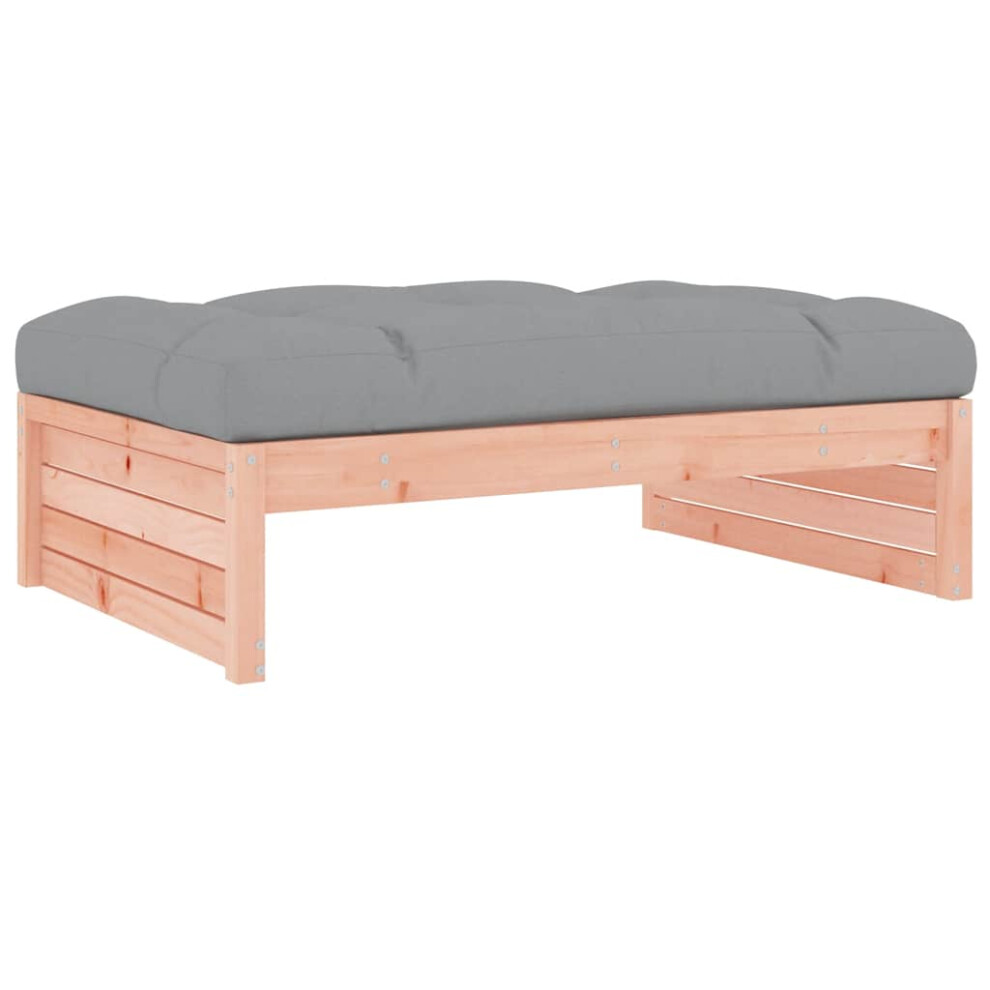 Vidaxl (Natural Douglas, Footrest) Middle Sofa Outdoor Sectional Sofa With Cushions Solid Wood Pine Black