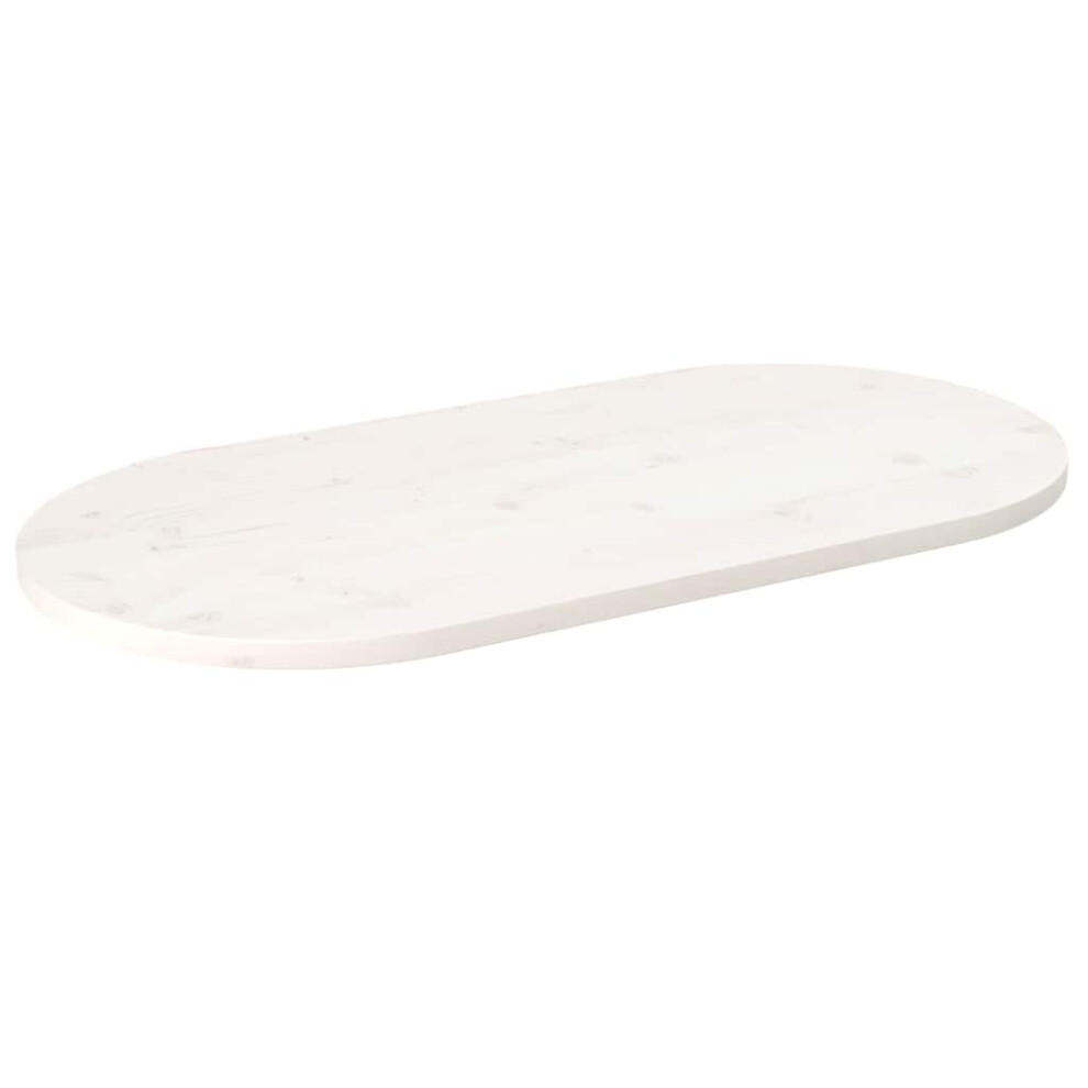 Vidaxl (White, 90 X 45 X 2.5 Cm) Table Top Desk Top Wooden Dining Table Top White Solid Wood Pine Oval