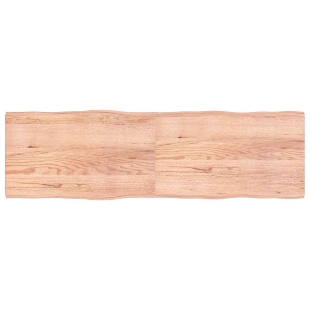 Vidaxl (Light Brown, 200 X 60 X 4 Cm) Table Top Wooden Desk Top For Table Treated Solid Wood Oak Live Edge
