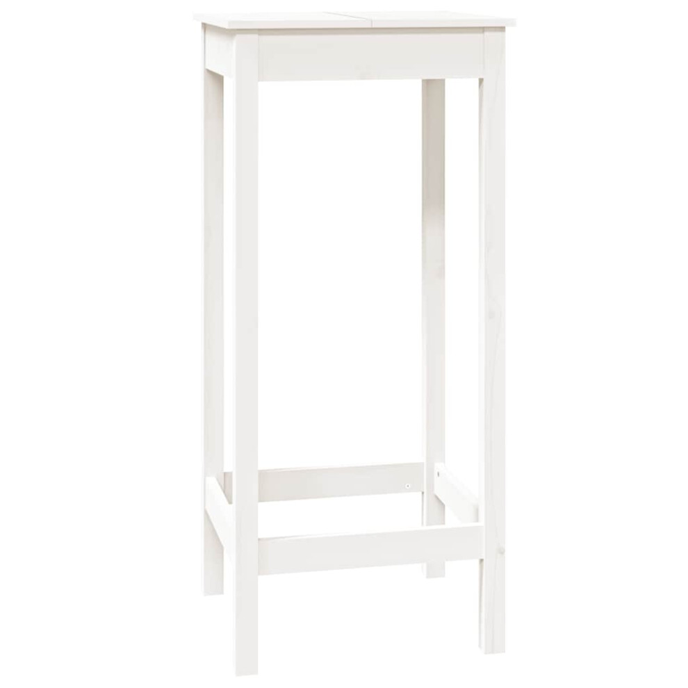 Vidaxl Bar Table - White - 50x50x110 cm - Solid Pine Wood - Image 2