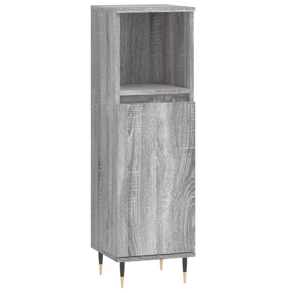 Vidaxl (Grey Sonoma) Bathroom Cabinet Vanity Unit Highboard Cupboard White Engineered Wood