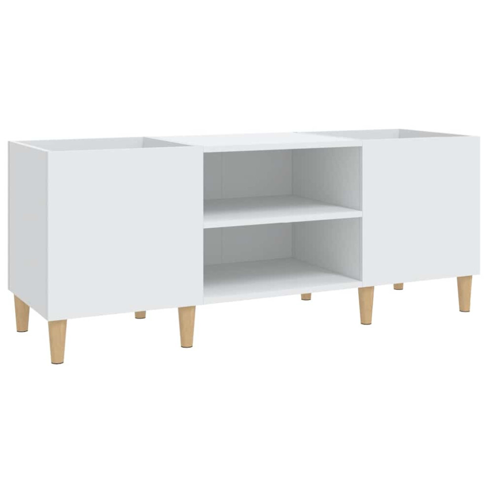 vidaXL 2 Shelf Record Cabinet White Wood - Image 3
