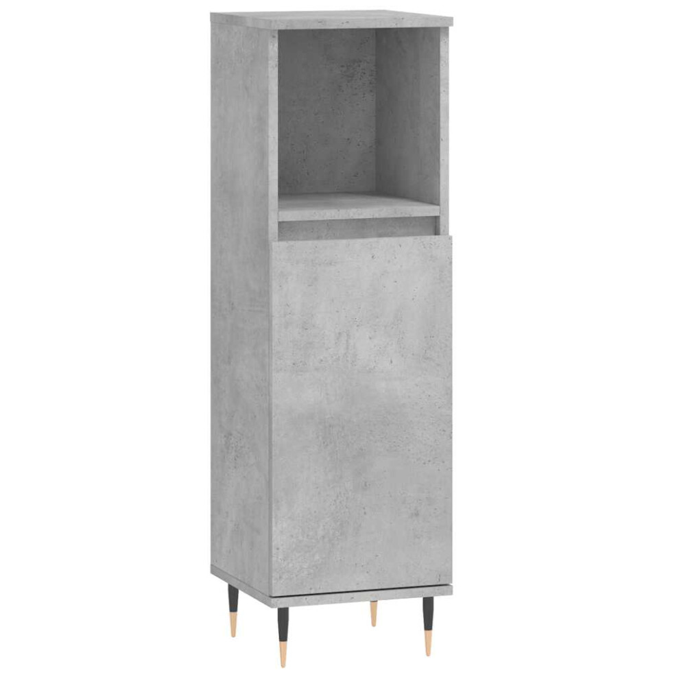Vidaxl (Concrete Grey) Bathroom Cabinet Vanity Unit Highboard Cupboard White Engineered Wood White,Grey